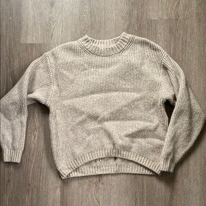 H&M Cream Crew Neck Sweater with Ribbed Trim